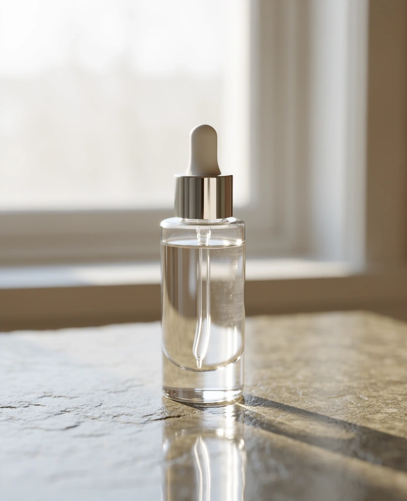 Premium facial serum on stone